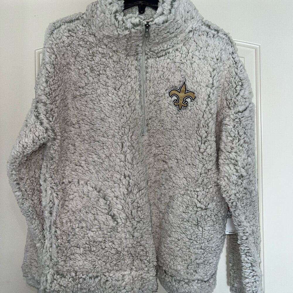 Women's NFL Official New Orleans Saints Sherpa Jacket with Pockets New With Tags